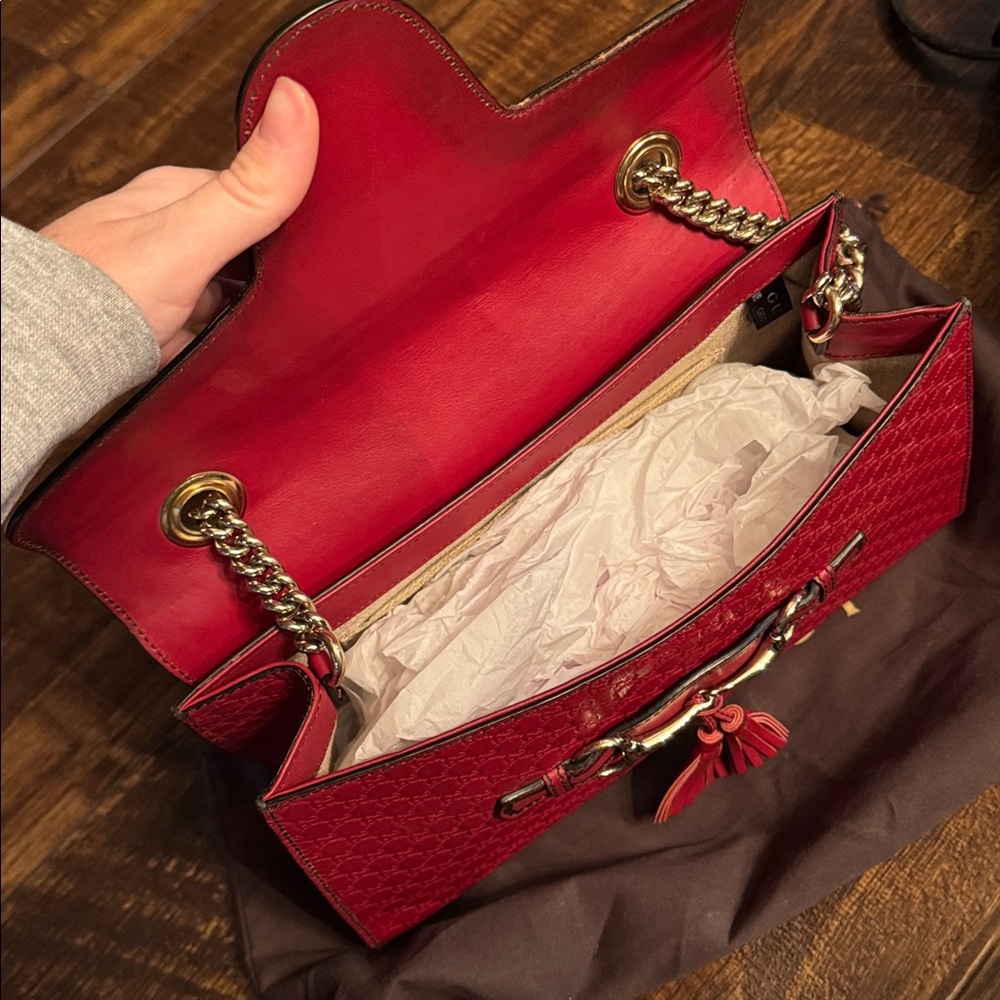 Authentic Gucci Red Leather Emily Bag - Picture 9 of 11